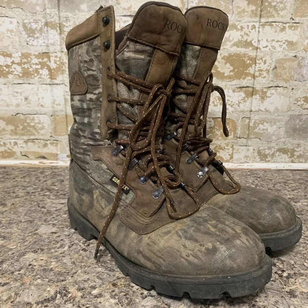 Rocky Gore Tex Camo Boots Sz 11.5 Mens Thinsulate Tall Bobcat Hi 1000 Gr 8927
